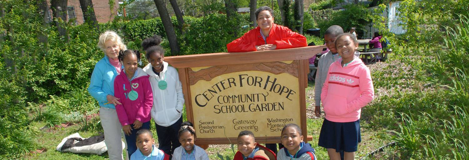 Image of group participating in Center for Hope Community Garden