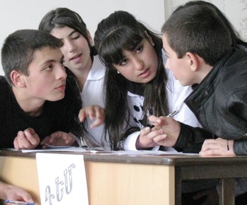 Armenian student debate team in action
