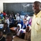 Daniel Tsahirou, in his classroom at Tibiri, the elementary school run by the Evangelical Church in Niger.  Classes often have upwards of 60 students