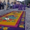A carpet typical in Antigua, Guatemala, for Holy Week, made from colored sawdust. 