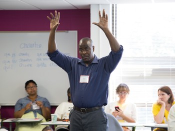 Alonzo Johnson leads a workshop at Big Tent 2015.