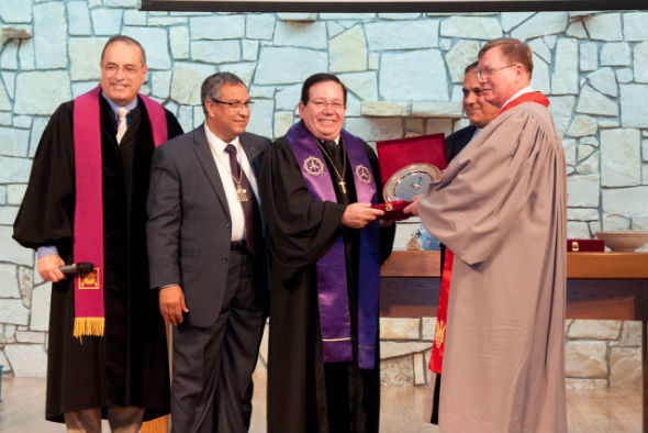 Rev. Dr. Magdy Girgis (Middle Eastern Rep., Presbyterian Mission Agency), Rev. Nabil Labib Ghaly (Chairman of the Council of Pastors’ Affairs), Rev. Dr. George Shaker Elyas (Vice President of the Evan