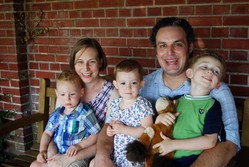 Jonathan and Emily Seitz with their children, Sam and Twins, Eva and Eli