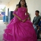 Dressed for Quinceanera at the graduation celebration.