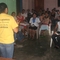 Anita Taylor, CEPAD employee for over 20 years, speaks to community leaders in Maleconcito, Wiwili.  Her shirt reads "We are serving the Lord together."