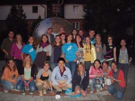 A group of youth delegates in Hungary together for a photo.