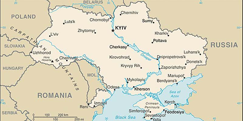 Map of Ukraine - Public Domain